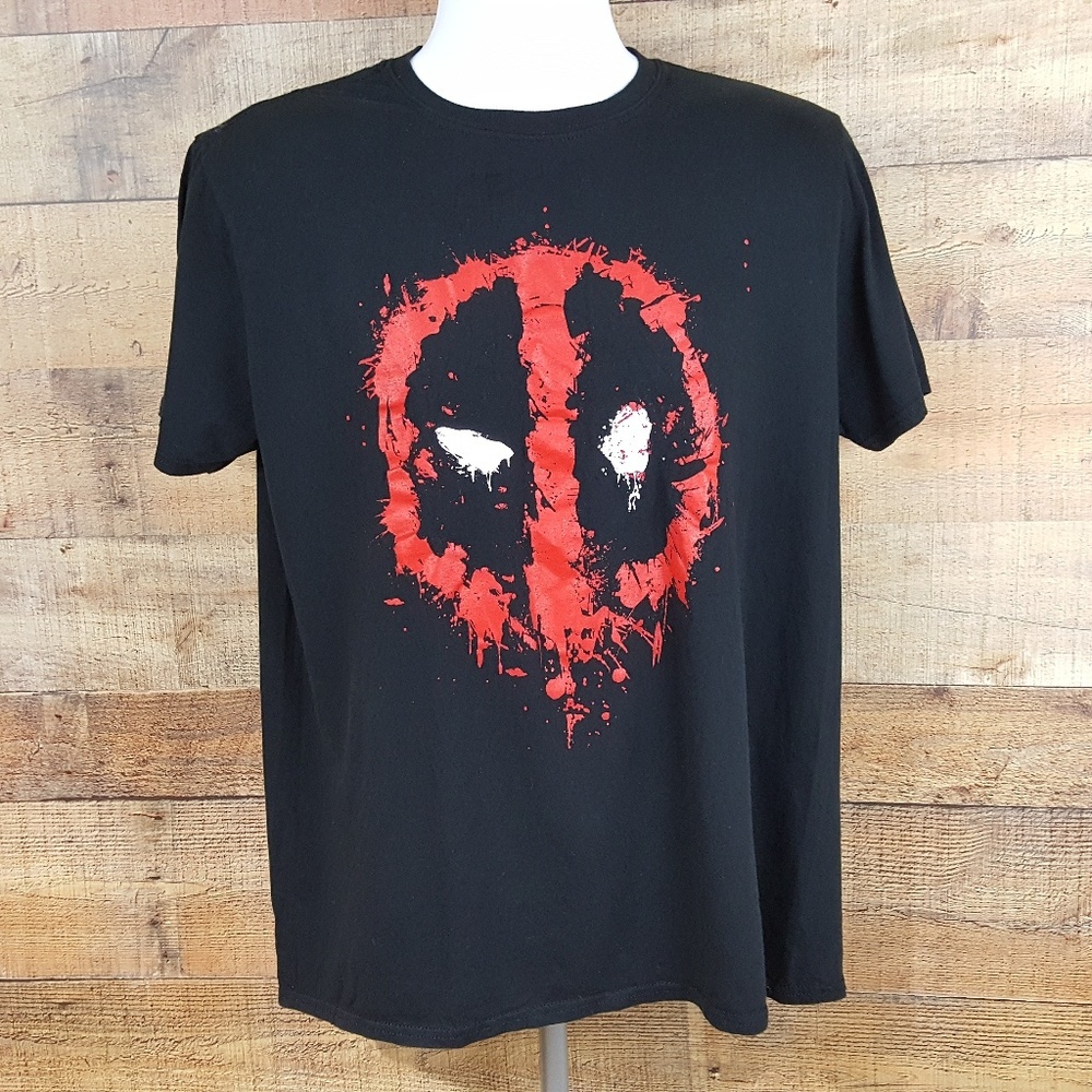 Marvel Deadpool T-Shirt Men's Size L Black 100% Cotton *